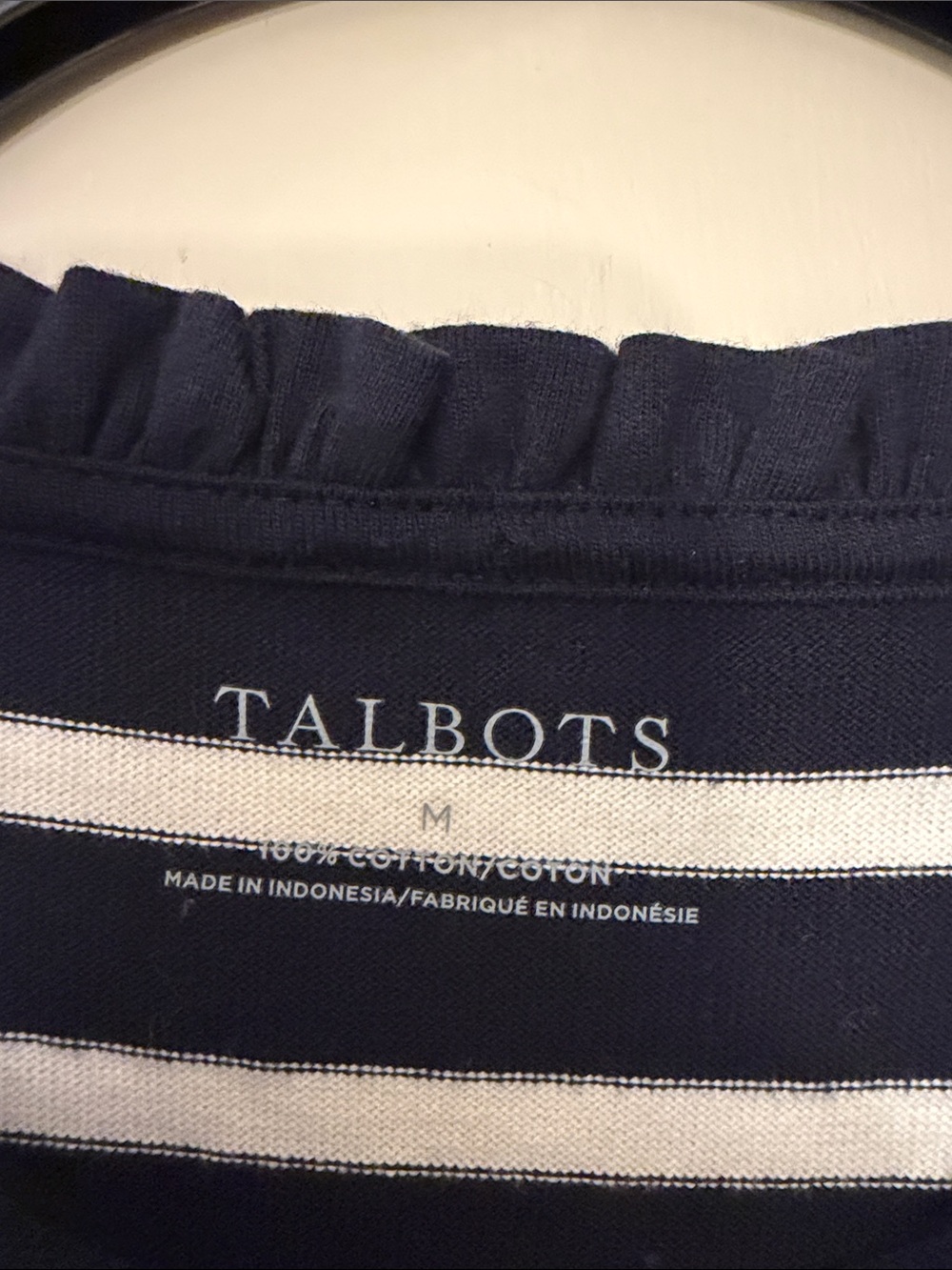 Talbots Women’s Navy & White Striped Cotton Top, size M - Picture 2 of 5